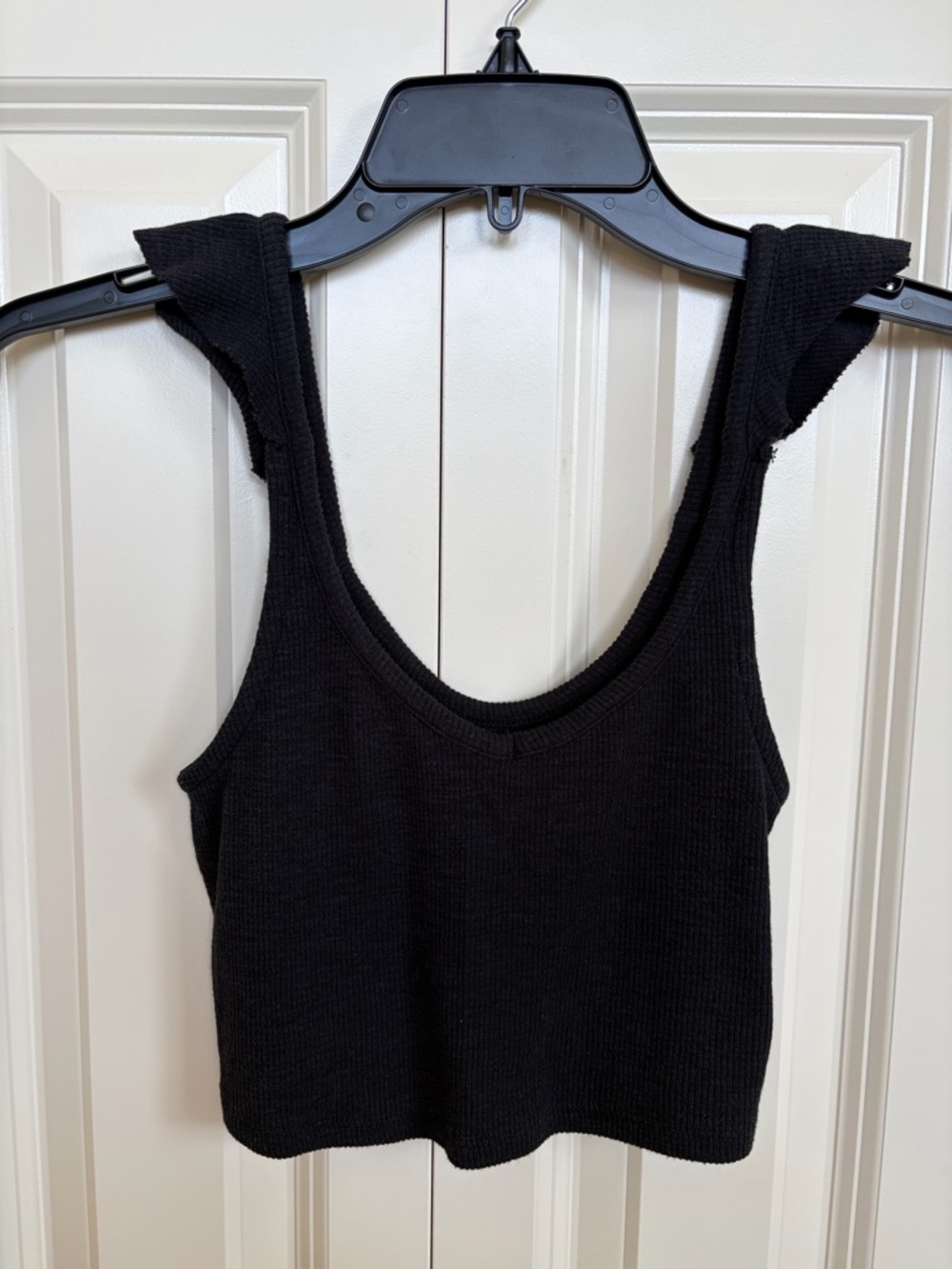 Urban Outfitters Black Ribbed Crop Tank Top